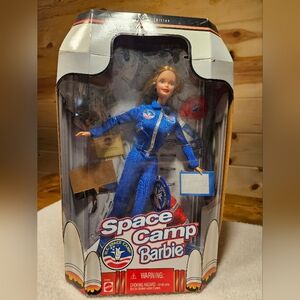 Vintage 1998 Space Camp Collectable Barbie Doll in Blue Jumpsuit W/ Assessories